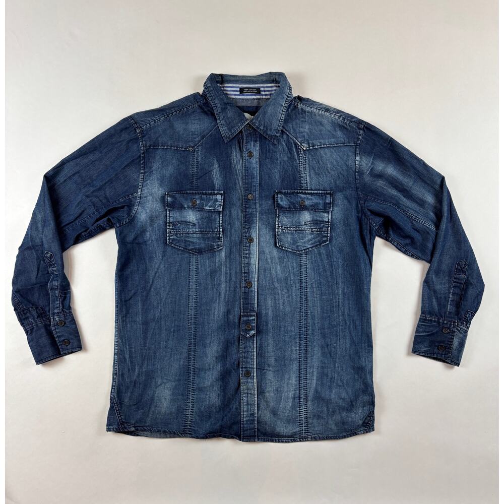 Vintage Y2K Frankie Max XL Thin Denim Distressed Shirt Streetwear Western 2000s